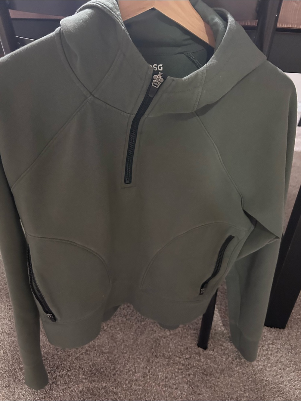 DSG Olive Green Half-Zip Hoodie Sweatshirt